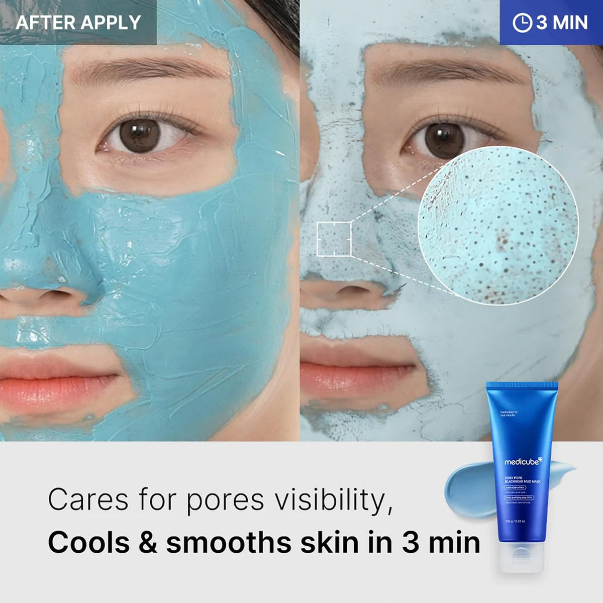 Cools and smooths skin in 3 minutes