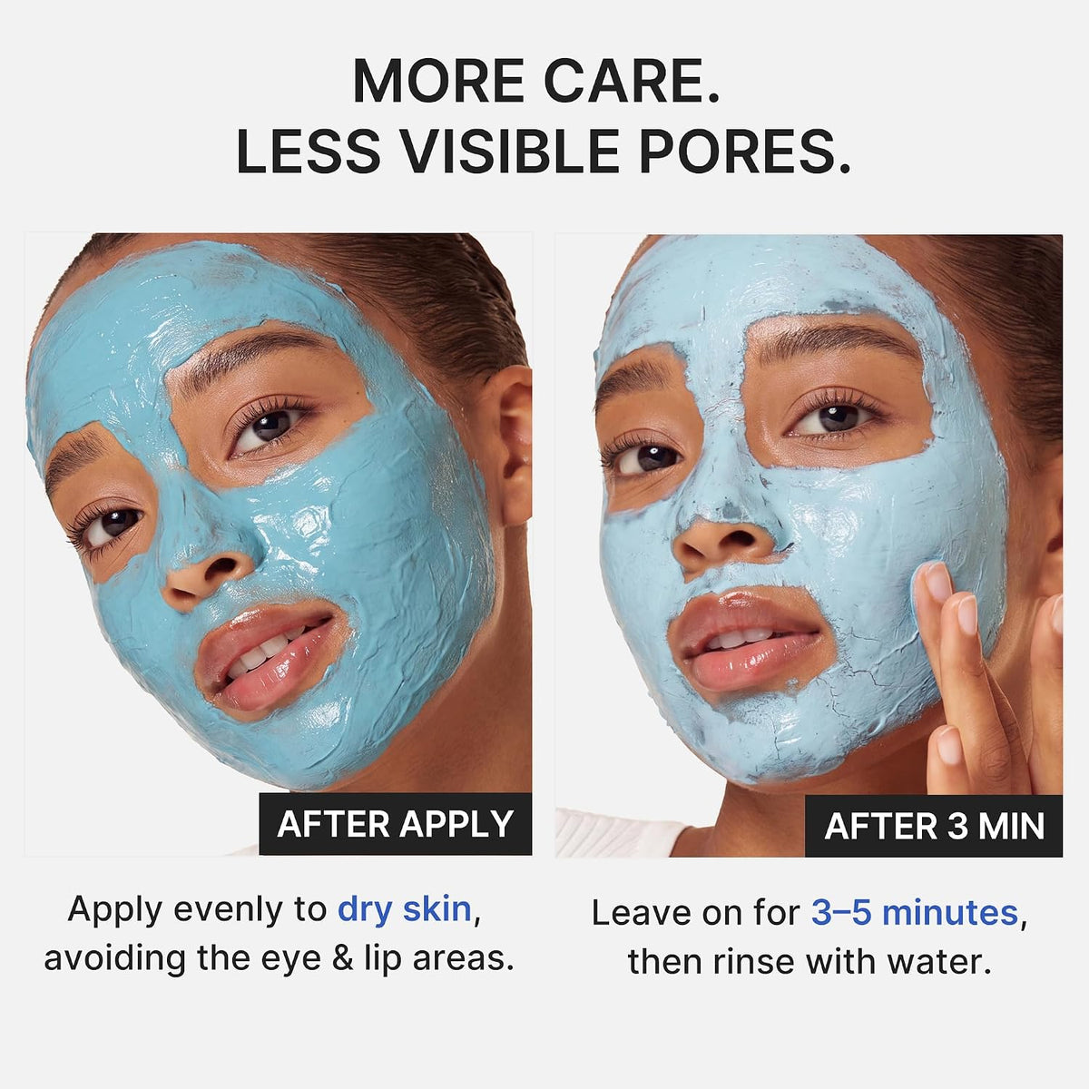 Blue Clay Pore Mask applied, after 3 minutes